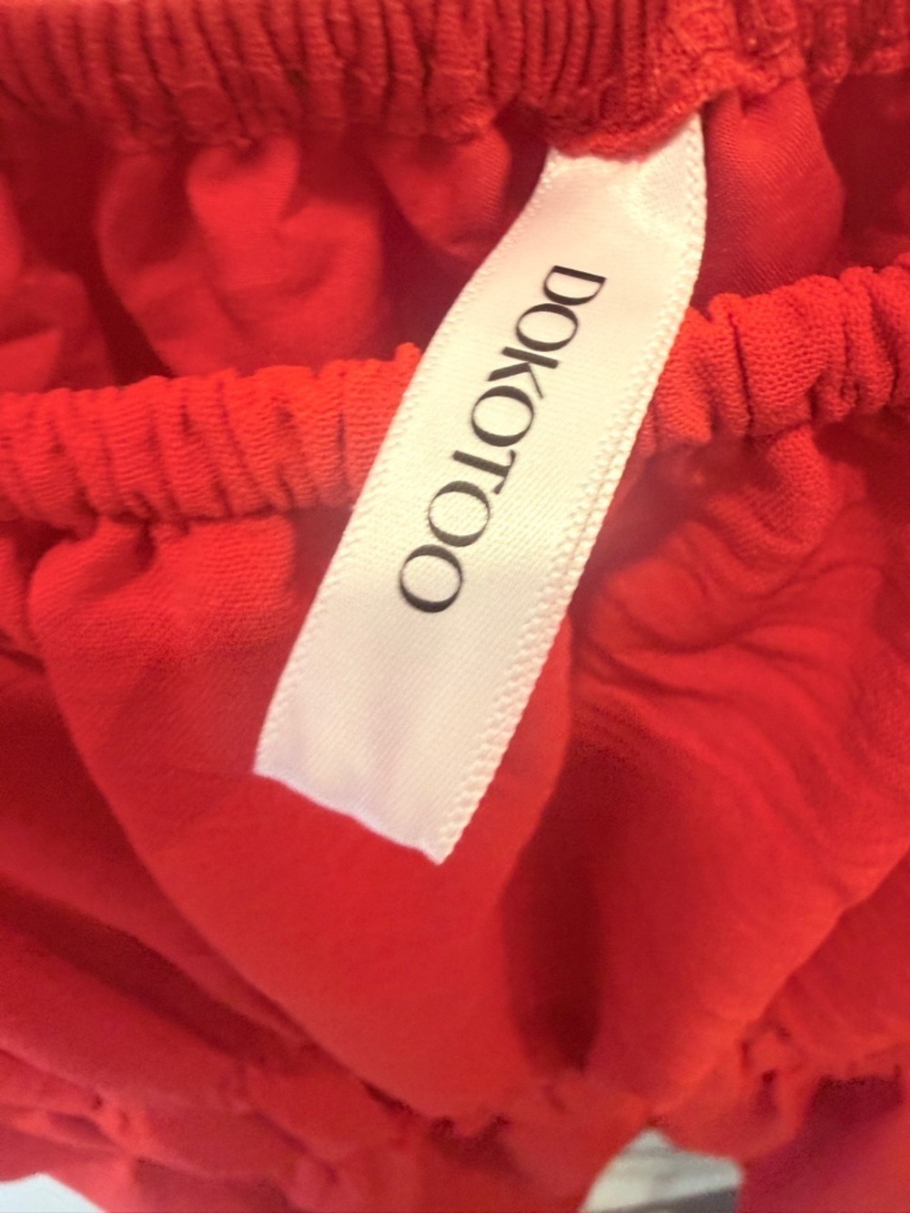 Dokotoo Red Puff Sleeve Smocked Mini Dress Open Back A-Line Small - Picture 3 of 4
